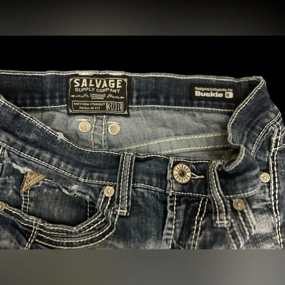 Salvage Men's Mayhem Distressed Straight Jeans size 30R